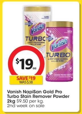 Vanish NapiSan Gold Pro Turbo Stain Remover Powder