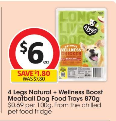 4 Legs Natural + Wellness Boost Meatball Dog Food Trays 870g