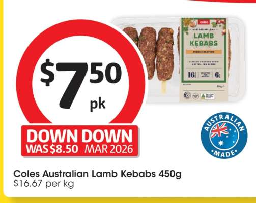 Coles Australian Lamb Kebabs 450g