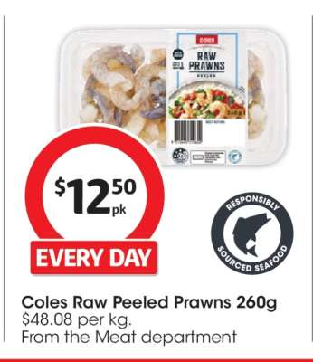 Coles Raw Peeled Prawns 260g