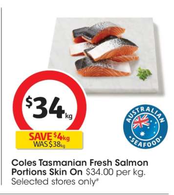Coles Tasmanian Fresh Salmon Portions Skin On