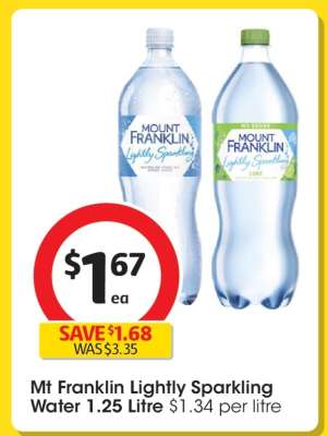 Mt Franklin Lightly Sparkling Water 1.25 Litre