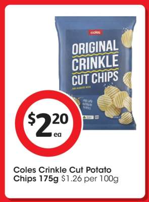 Coles Crinkle Cut Potato Chips 175g