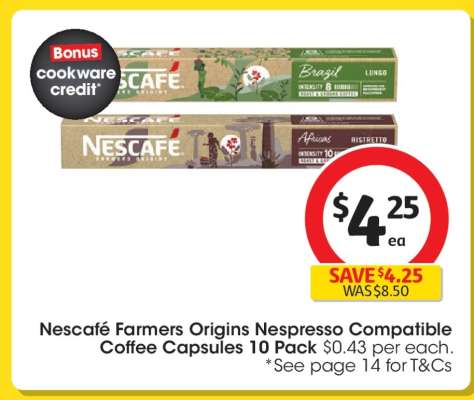 Nescafé Farmers Origins Nespresso Compatible Coffee Capsules 10 Pack