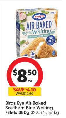 Birds Eye Air Baked Southern Blue Whiting Fillets 380g