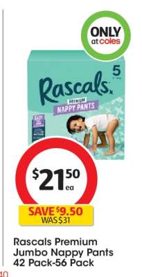 Rascals Premium Jumbo Nappy Pants 42 Pack-56 Pack