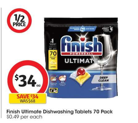 Finish Ultimate Dishwashing Tablets 70 Pack