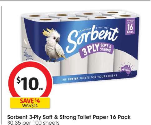 Sorbent 3-Ply Soft & Strong Toilet Paper 16 Pack