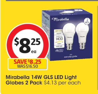 Mirabella 14W GLS LED Light Globes 2 Pack