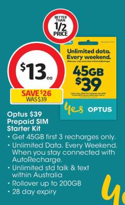 Optus $39 Prepaid SIM Starter Kit