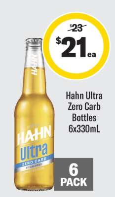 Hahn Ultra Zero Carb Bottles 6x330mL