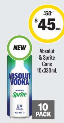 Absolut & Sprite Cans 10x330mL