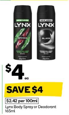 Lynx Body Spray or Deodorant 165ml
