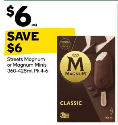 Streets Magnum or Magnum Minis 360-428ml Pk 4-6