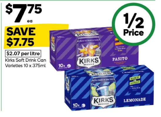 Kirks Soft Drink Can Varieties 10 x 375ml