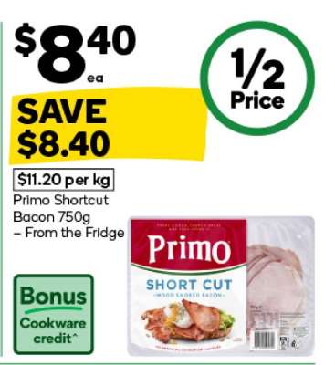 Primo Shortcut Bacon 750g
