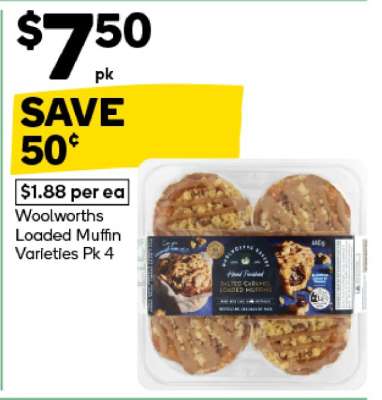 Woolworths Loaded Muffin Varieties Pk 4