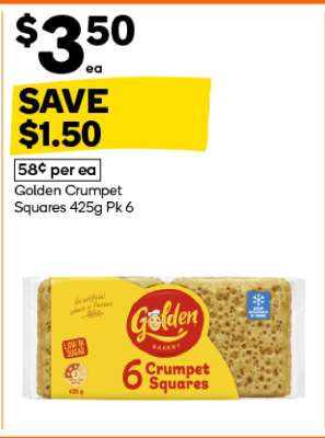 Golden Crumpet Squares 425g Pk 6