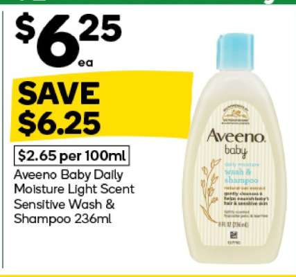 Aveeno Baby Daily Moisture Light Scent Sensitive Wash & Shampoo 236ml