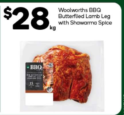 Woolworths BBQ Butterflied Lamb Leg with Shawarma Spice