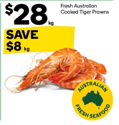 Fresh Australian Cooked Tiger Prawns