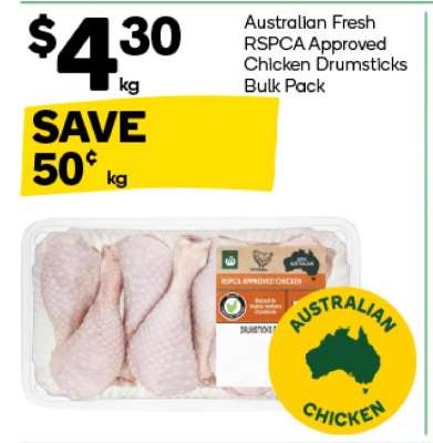 Australian Fresh RSPCA Approved Chicken Drumsticks Bulk Pack