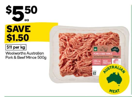 Woolworths Australian Pork & Beef Mince 500g