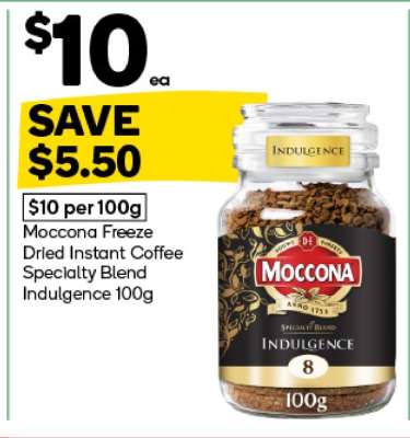 Moccona Freeze Dried Instant Coffee Specialty Blend Indulgence 100g