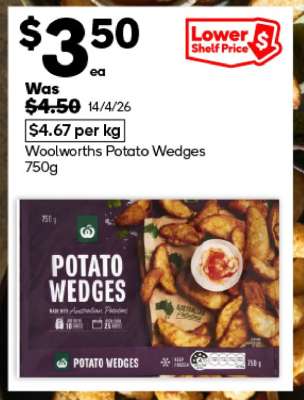 Woolworths Potato Wedges 750g