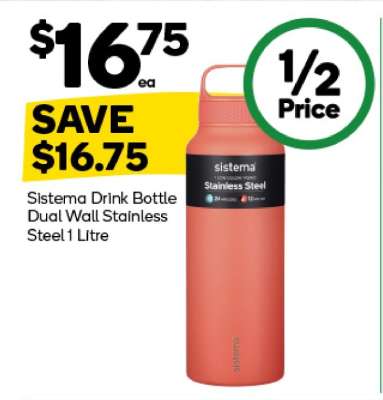 Sistema Drink Bottle Dual Wall Stainless Steel 1 Litre