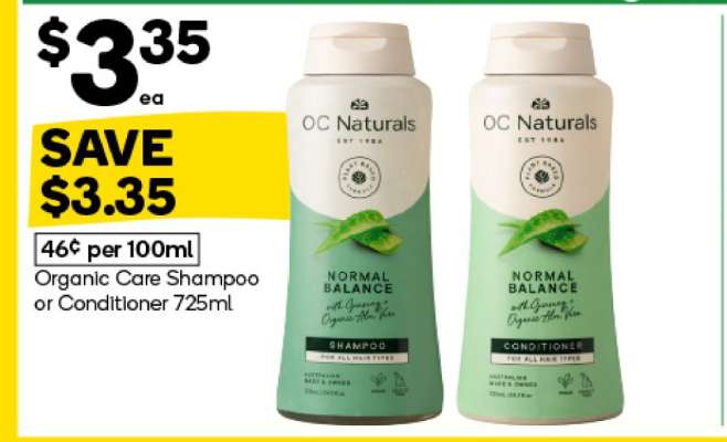 Organic Care Shampoo or Conditioner 725ml