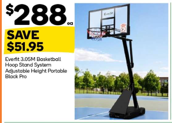 Everfit 3.05M Basketball Hoop Stand System Adjustable Height Portable Black Pro