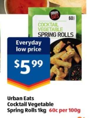 Urban Eats Cocktail Vegetable Spring Rolls 1kg