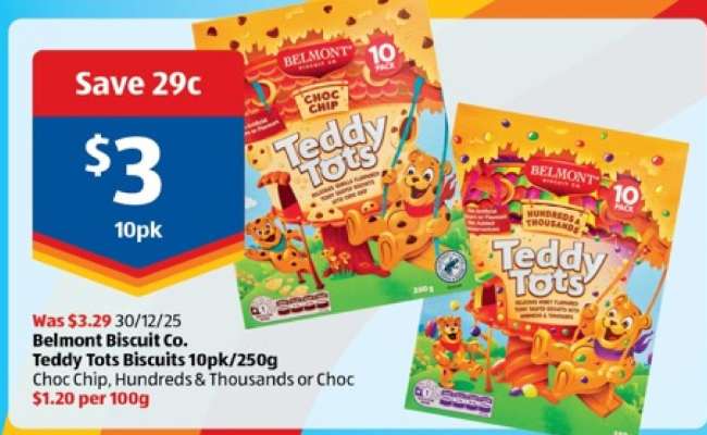 Belmont Biscuit Co. Teddy Tots Biscuits 10pk/250g