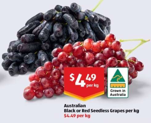 Australian Black or Red Seedless Grapes