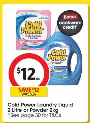 Cold Power Laundry Liquid 2 Litre or Powder 2kg