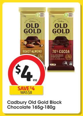 Cadbury Old Gold Block Chocolate 165g-180g