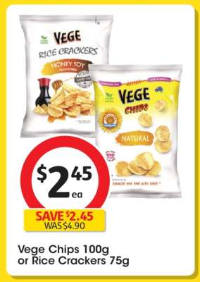 Vege Chips 100g or Rice Crackers 75g