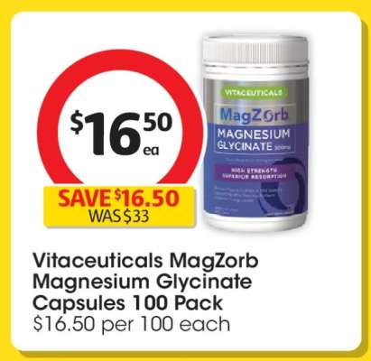 Vitaceuticals MagZorb Magnesium Glycinate Capsules 100 Pack