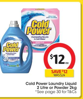 Cold Power Laundry Liquid 2 Litre or Powder 2kg