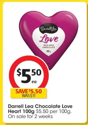 Darrell Lea Chocolate Love Heart 100g