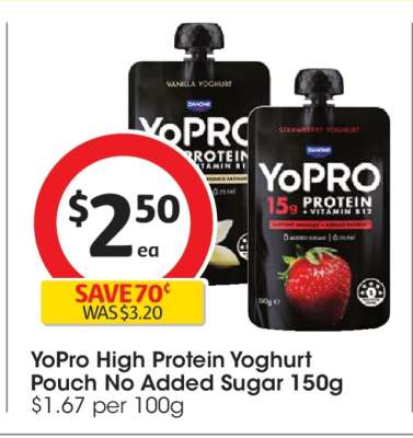 YoPro High Protein Yoghurt Pouch No Added Sugar 150g