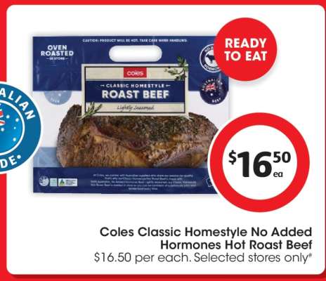 Coles Classic Homestyle No Added Hormones Hot Roast Beef