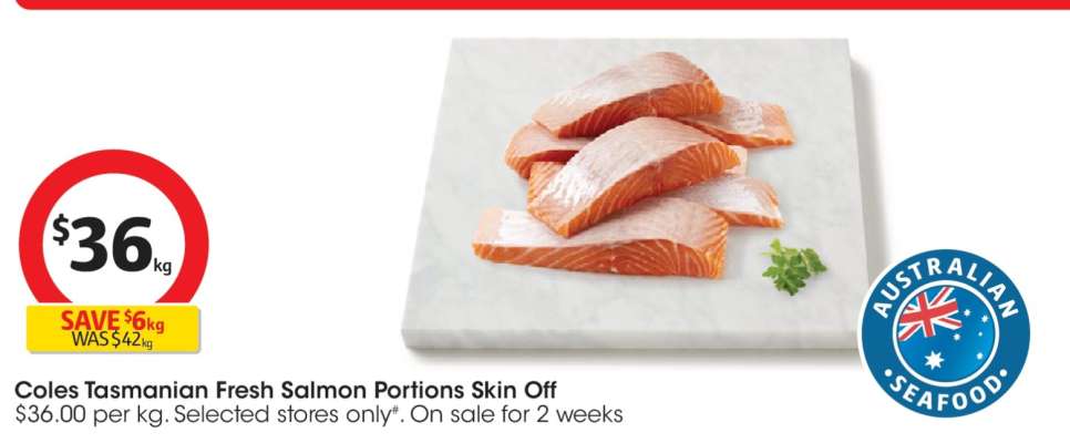 Coles Tasmanian Fresh Salmon Portions Skin Off