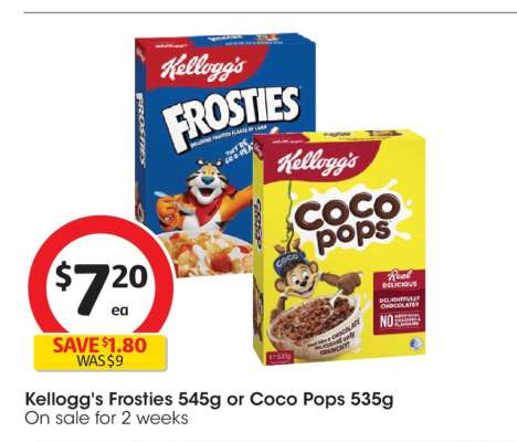 Kellogg's Frosties 545g or Coco Pops 535g