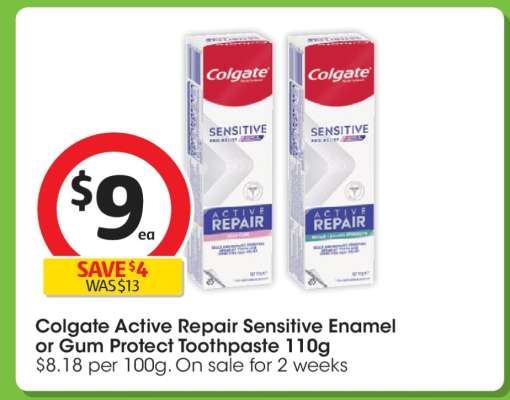 Colgate Active Repair Sensitive Enamel or Gum Protect Toothpaste 110g