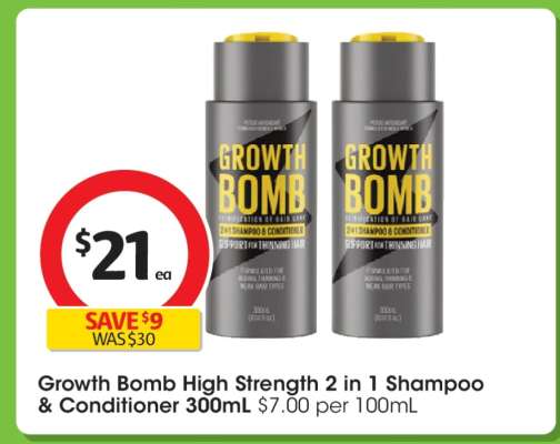 Growth Bomb High Strength 2 in 1 Shampoo & Conditioner 300mL