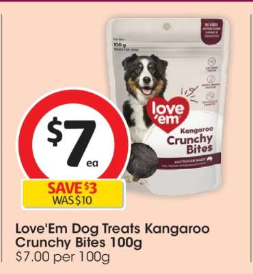 Love'Em Dog Treats Kangaroo Crunchy Bites 100g