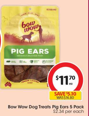 Bow Wow Dog Treats Pig Ears 5 Pack