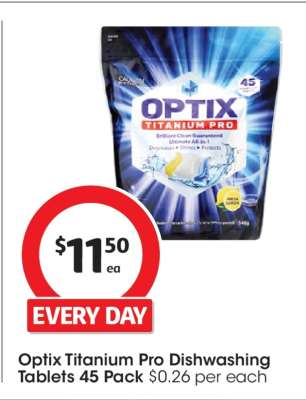 Optix Titanium Pro Dishwashing Tablets 45 Pack